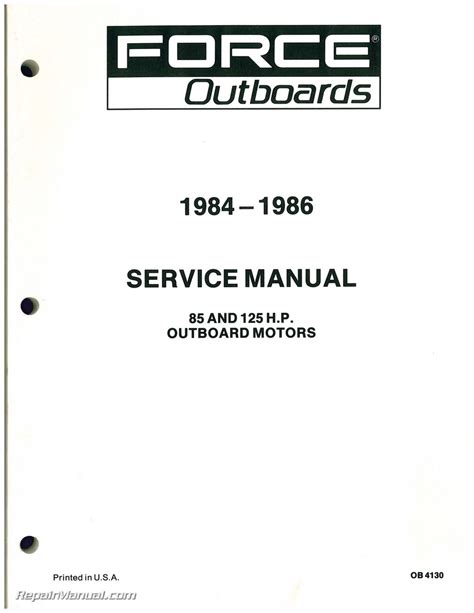 Question and answer Unlock the Thrills: 1985 Force Outboard 125 HP Manual - Your Ultimate Guide to High-Performance Boating!